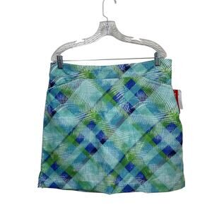 Coral Bay Skort Womens 12 Geometric Blue Green Pockets NWT Golf Tennis Outdoors
